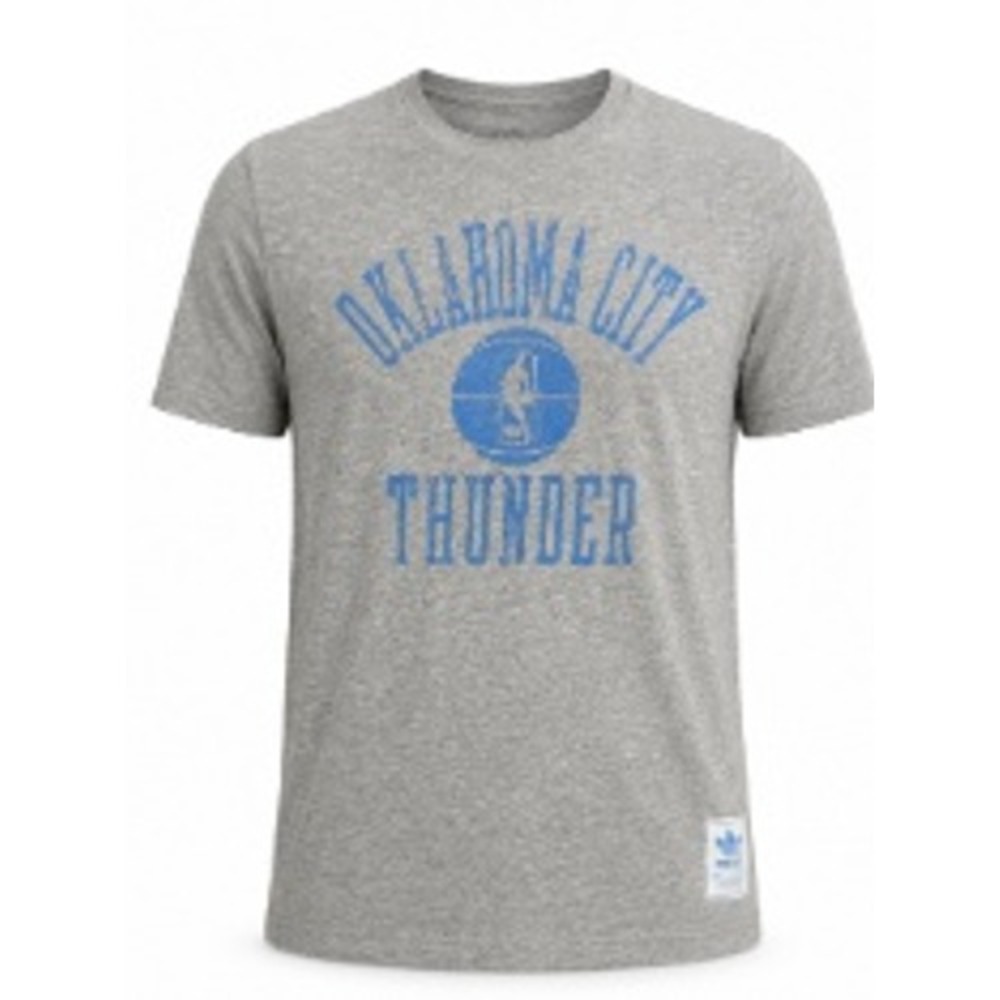 Adidas Oklahoma City Thunder NBA T-Shirt Mens Gray Distressed Graphic Tee